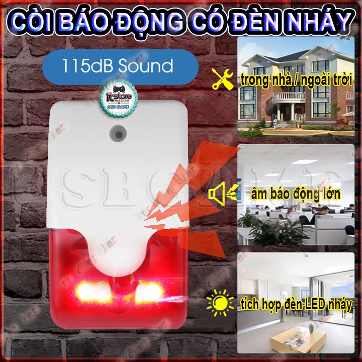 Còi Báo Động Có Đèn LED Nhấp Nháy Loại To Âm Thanh Lớn 115DB