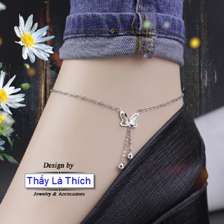 Lắc chân con gái mặt con bướm tòn ten bi đẹp - Cam kết 1 đổi 1 nếu hoen , gỉ sét