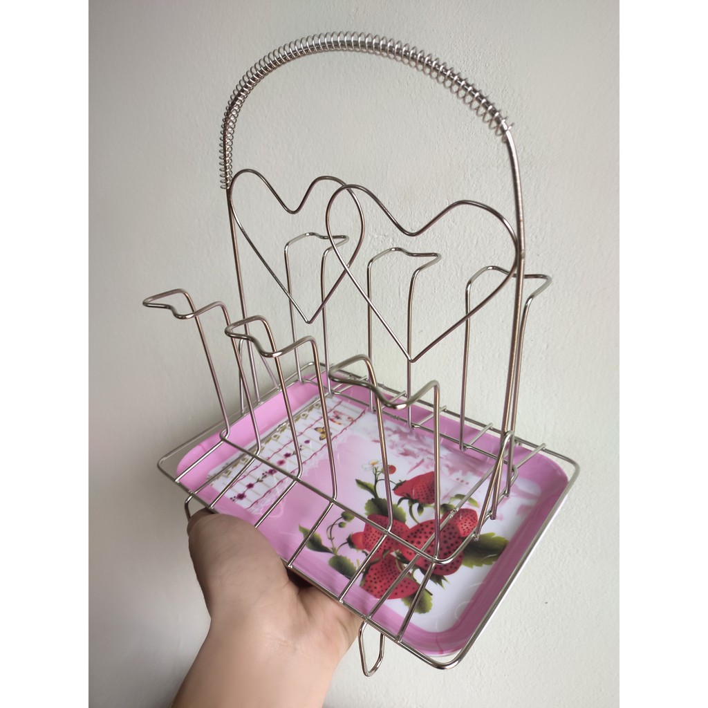 Khay úp cốc inox, Giá úp cốc inox kèm khay hứng nước