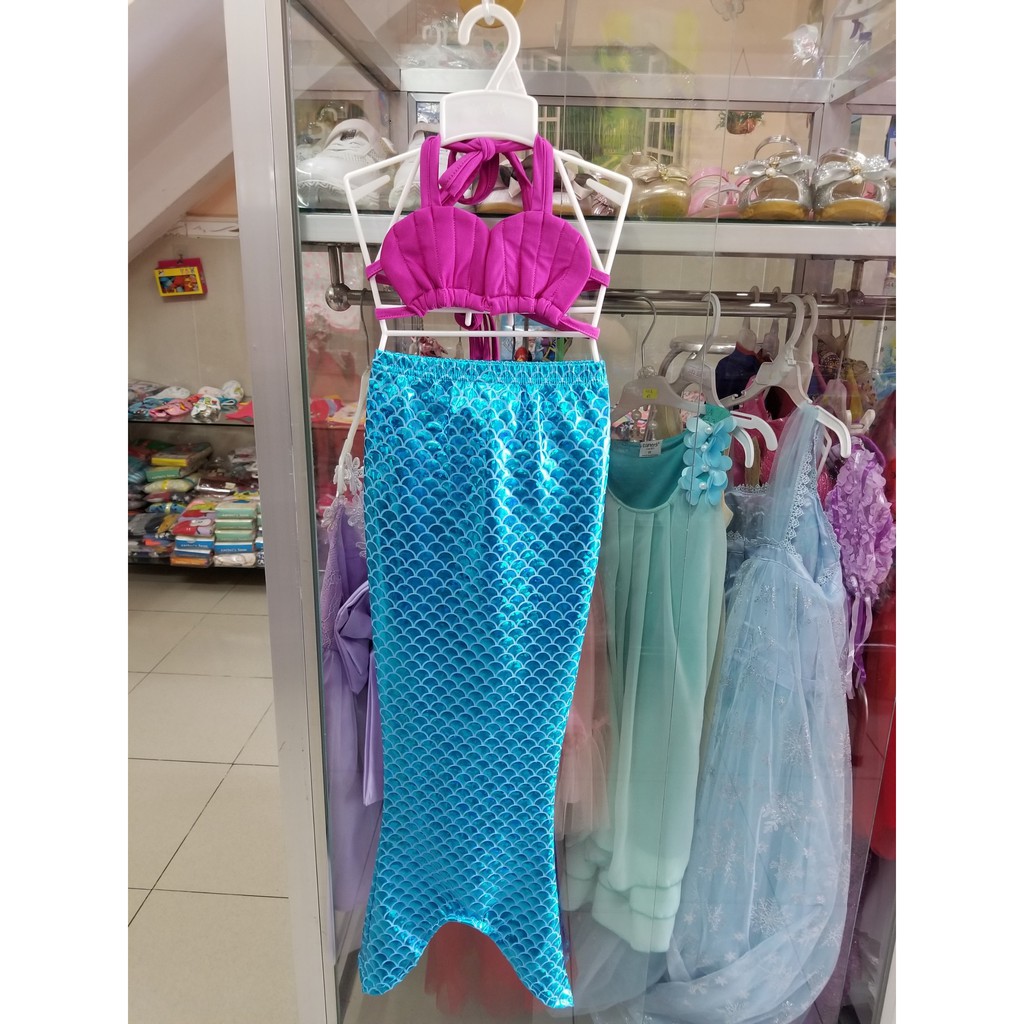 Đầm bơi nàng tiên cá bé gái Ariel bé đi bơi biểu diễn thời trang