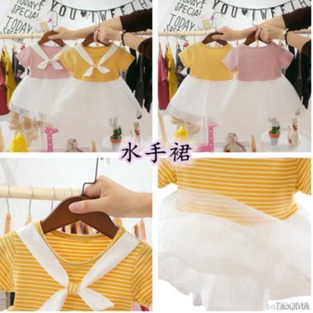 Đầm cotton ngắn tay phốI lưới xinh xắn cho bé gáI