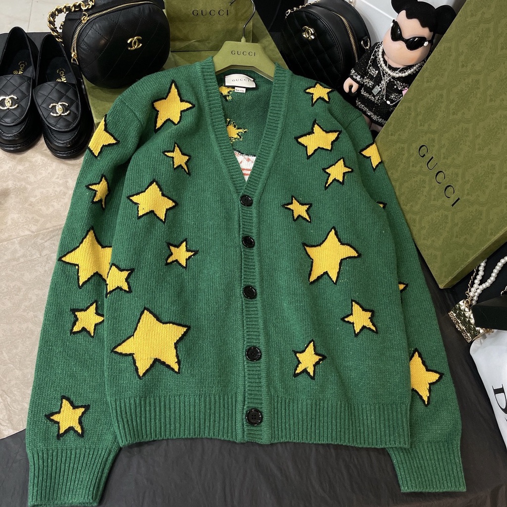 Áo khoác cardigan len nữ thời trang cao cấp Gucci GC phong cách hiện đại