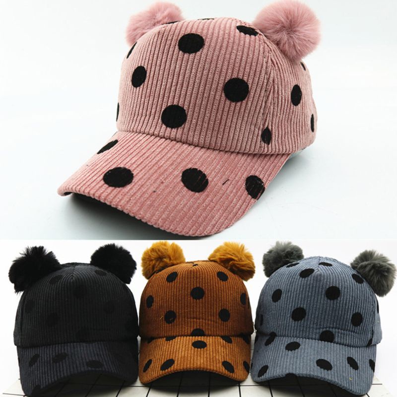 Mũ Lưỡi Trai Họa Tiết Chấm Bi Dễ Thương Thời Trang Thu Đông Cho Bé