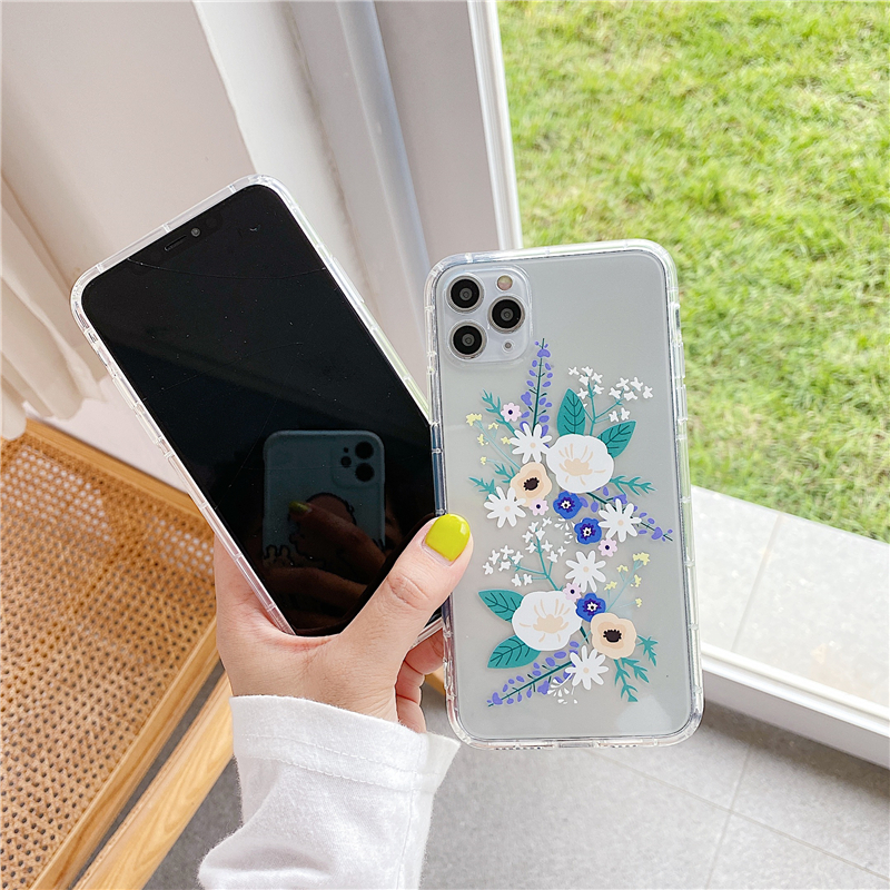 Summer fresh Xiaomi Redmi note7 note8 note9 mobile phone case note9pro transparent soft cover Lavender flower all-inclusive anti-drop note9S female note9Promax 9A 9C shockproof  fashion mobile phone case