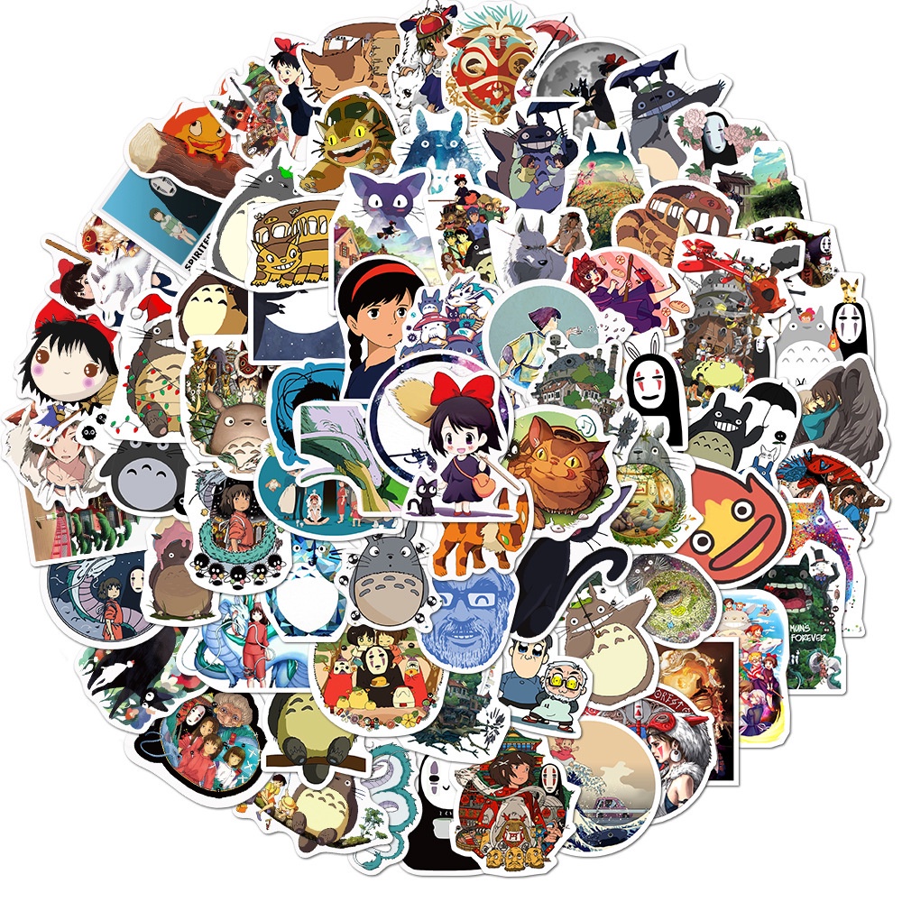 Set 100/50 Miếng Dán Hình Totoro Spirited Away Dễ Thương