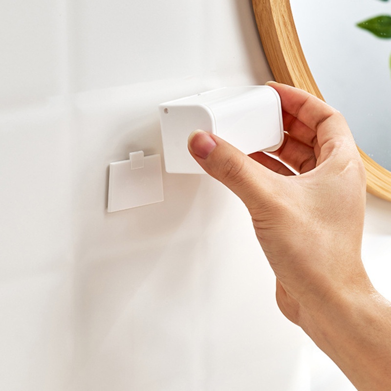 Giá treo bàn chải đánh răng điện 2 ngăn bằng nhựa màu trắng gắn tường có nắp bảo vệ dành cho nhà tắm