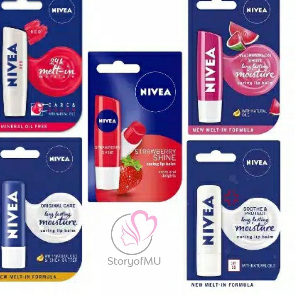 (hàng Mới Về) Son Dưỡng Môi Chiết Xuất Dâu Tây Nivea 4.8gr / 5.5ml / 24h