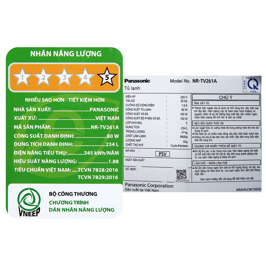 [MIỄN PHÍ GIAO HÀNG - LẮP ĐẶT] NR-TV261APSV-  Tủ lạnh Panasonic Inverter 234 lít NR-TV261APSV