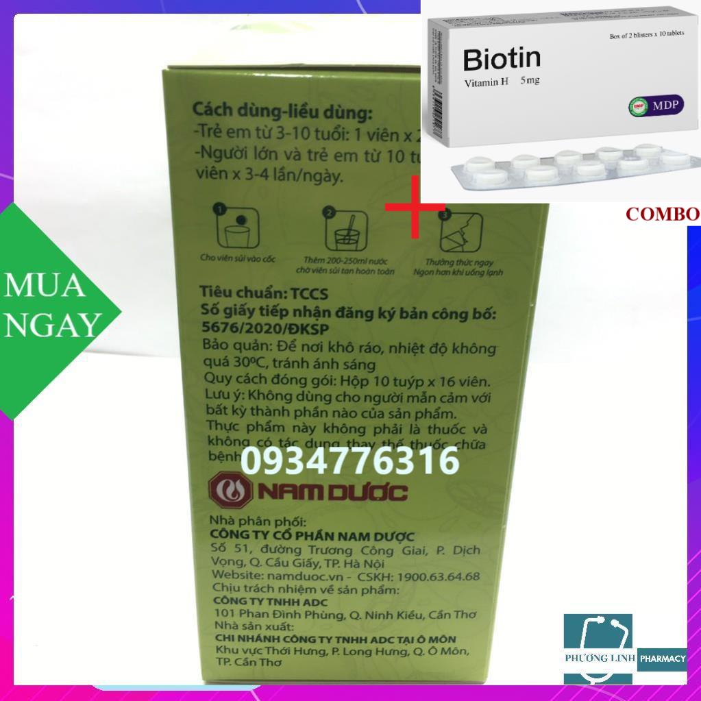 Combo Biotin 5mg+ Hộp sủi thanh nhiệt Livecool – Hương Chanh hộp 10 tuýp x 16 viên