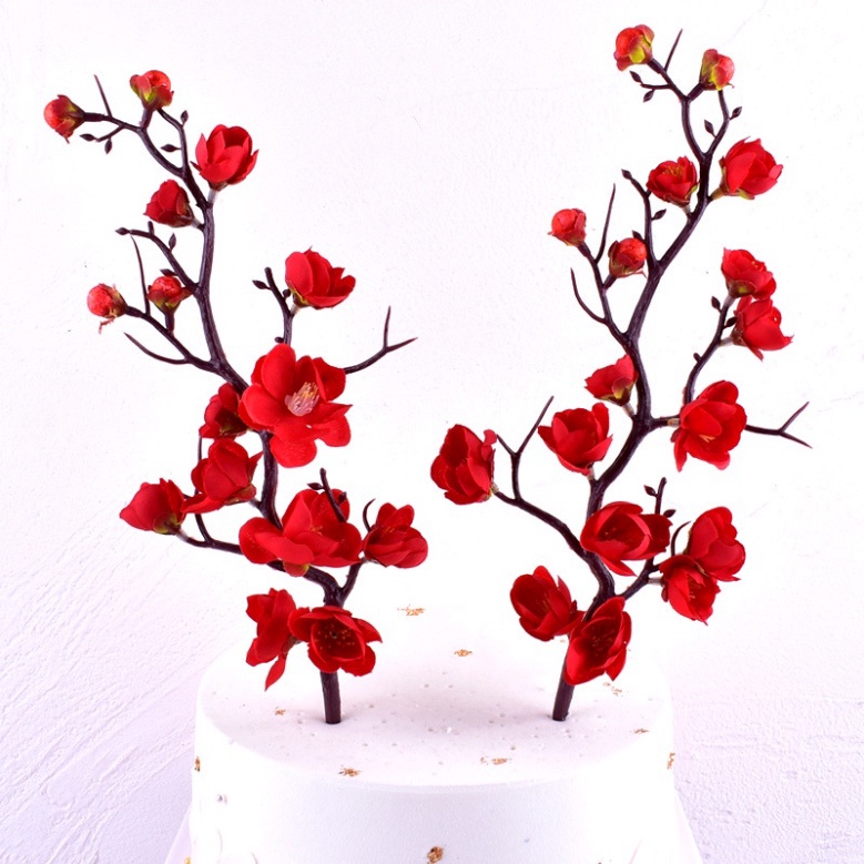 phụ kiện bánh kem bánh sinh nhật  [FREESHIP❤️] cành đào trang trí bánh kem
