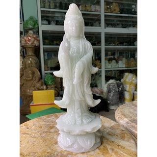 Tượng phật quan âm đá cẩm thạch trắng - cao 30cm