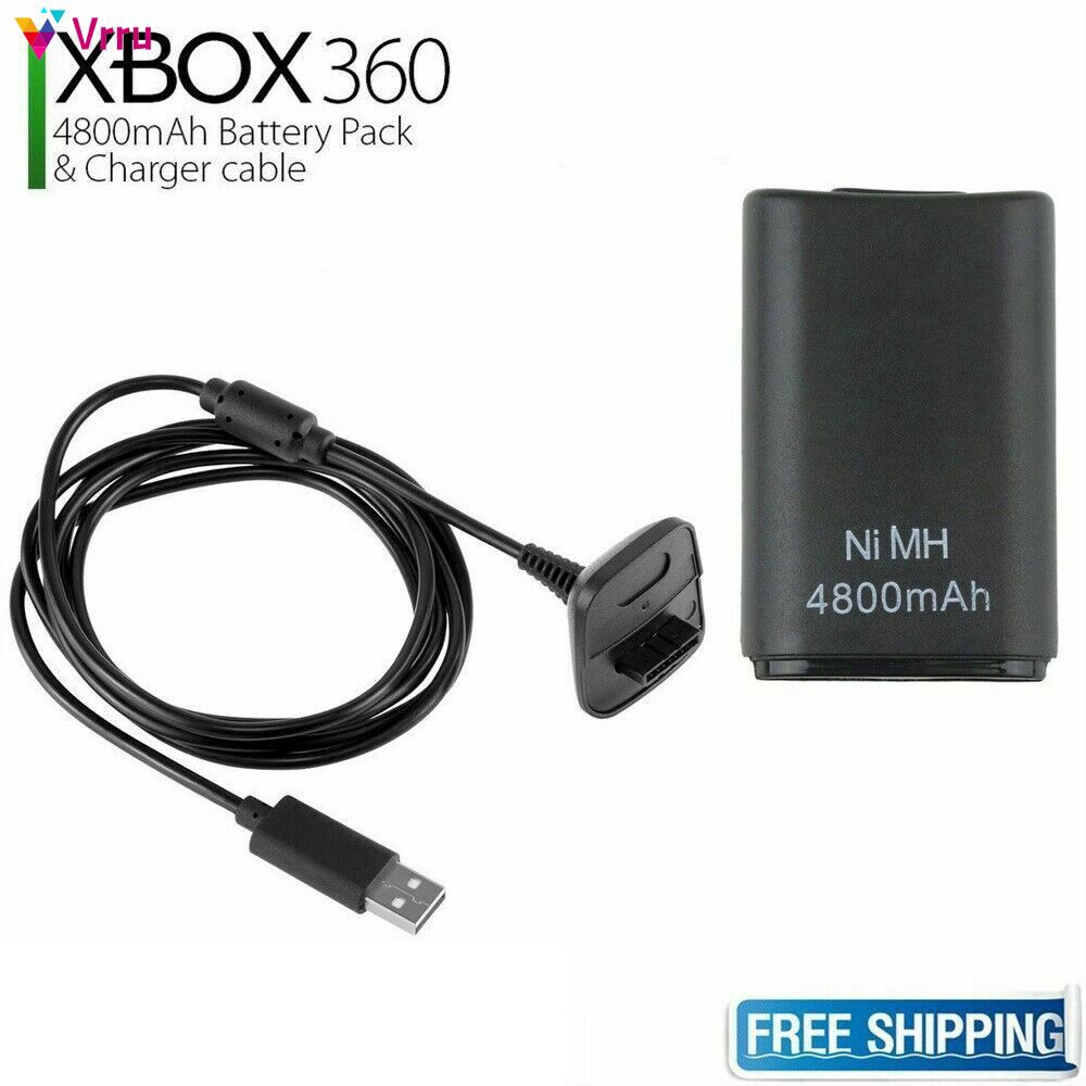 ✩ Rechargeable Battery Pack Charger Cable Dock for Xbox 360 Wireless Controller 【vrru】