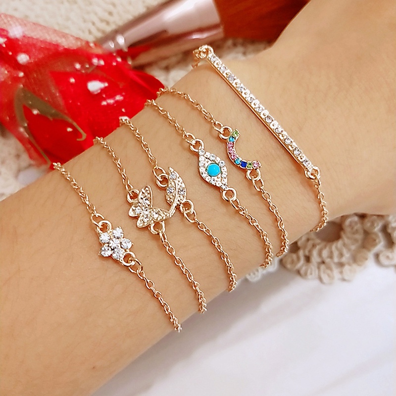 Bộ 6 Vòng Tay Hình Hoa Bướm Đính Đá Thời Trang Cho Nữ