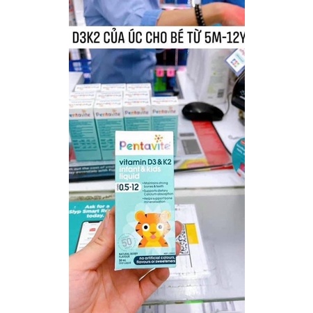 (Hàng Chemist Úc) Pentavite Calcium + Vitamin D3 & K2 Kids Úc