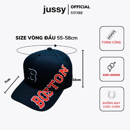 Mũ Lưỡi Trai Boston Thêu 3D Cao Cấp Chất Vải Kaki Cotton Dày Full Tem Mạc Nón Kết Có Khóa Inox Điều Chỉnh To Nhỏ