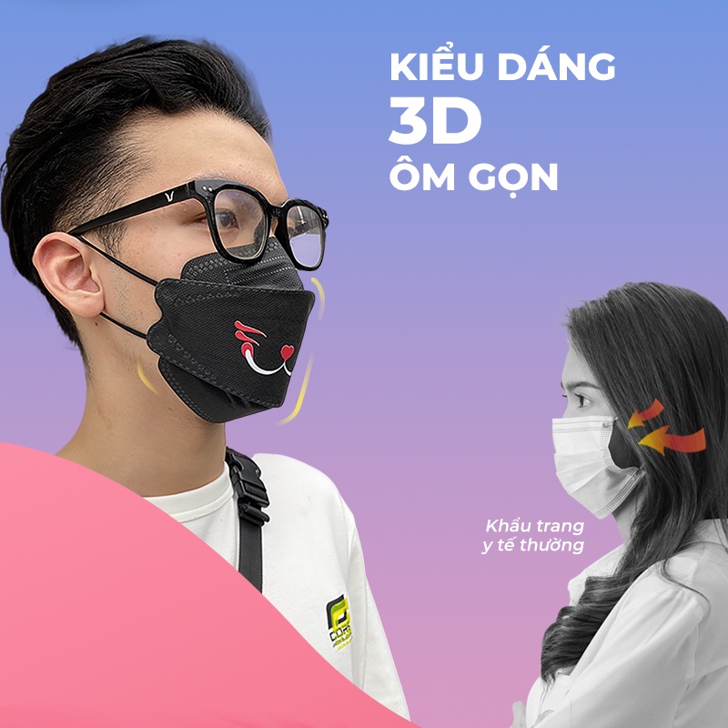 Khẩu trang hình Blamor màu đen hình xương cá siêu ngầu 4 lớp B011 HÌNH 11