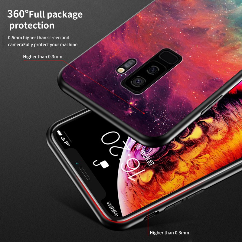 Starry Sky Phone Case Samsung Galaxy S9 Plus A70 A70S A80 A90 5G Hard Tempered Glass Cover Shockproof