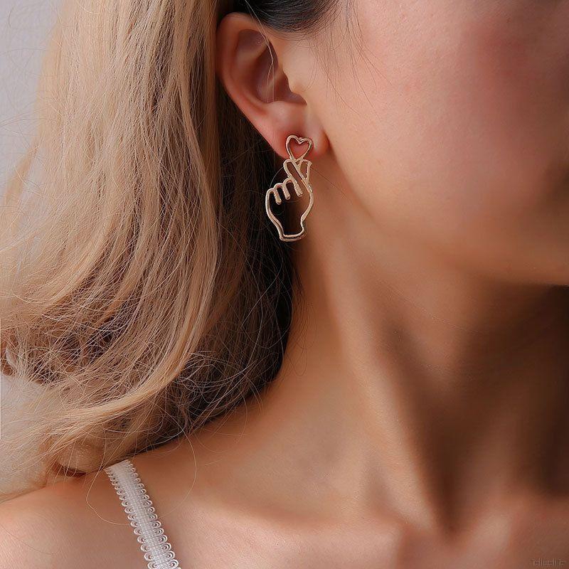 Khuyên tai hợp kim hình trái tim độc đáo xinh xắn