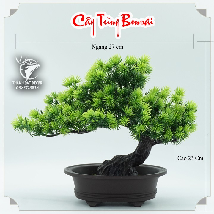 Chậu Cây Tùng Bonsai Bằng Nhựa Trang Trí Tiểu Cảnh, Trang Trí Kèm Các Mẫu Tượng Mini