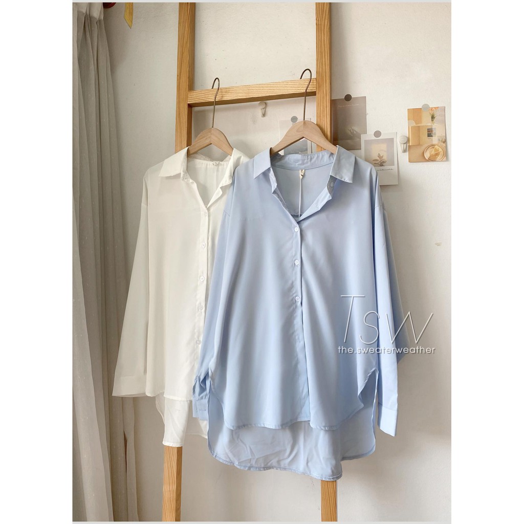 [Mã WASKT304 giảm 15% tối đa 30K đơn 99K] Áo sơ mi voan trượt trơn 2 màu pastel (Ảnh thật) | BigBuy360 - bigbuy360.vn