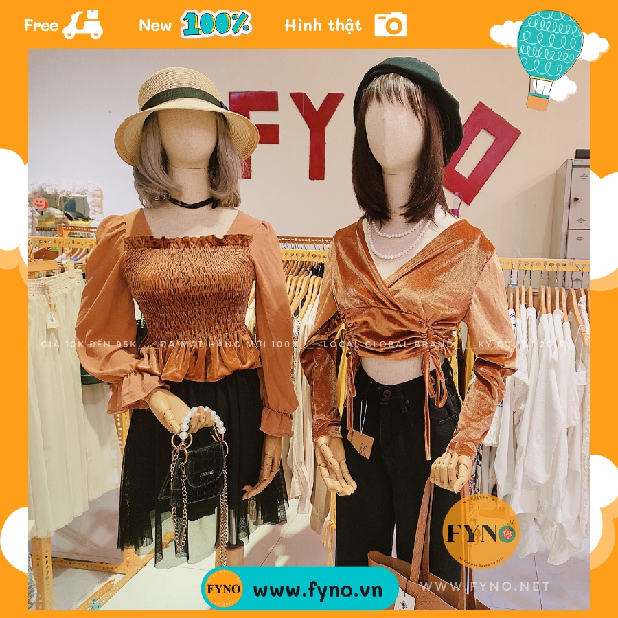 áo nâu nhung tay voan phồng SEXY thun crop cổ lọ hồng đất cổ thuyền bra gym khoác len dạ thu đông sweater gấu freesize