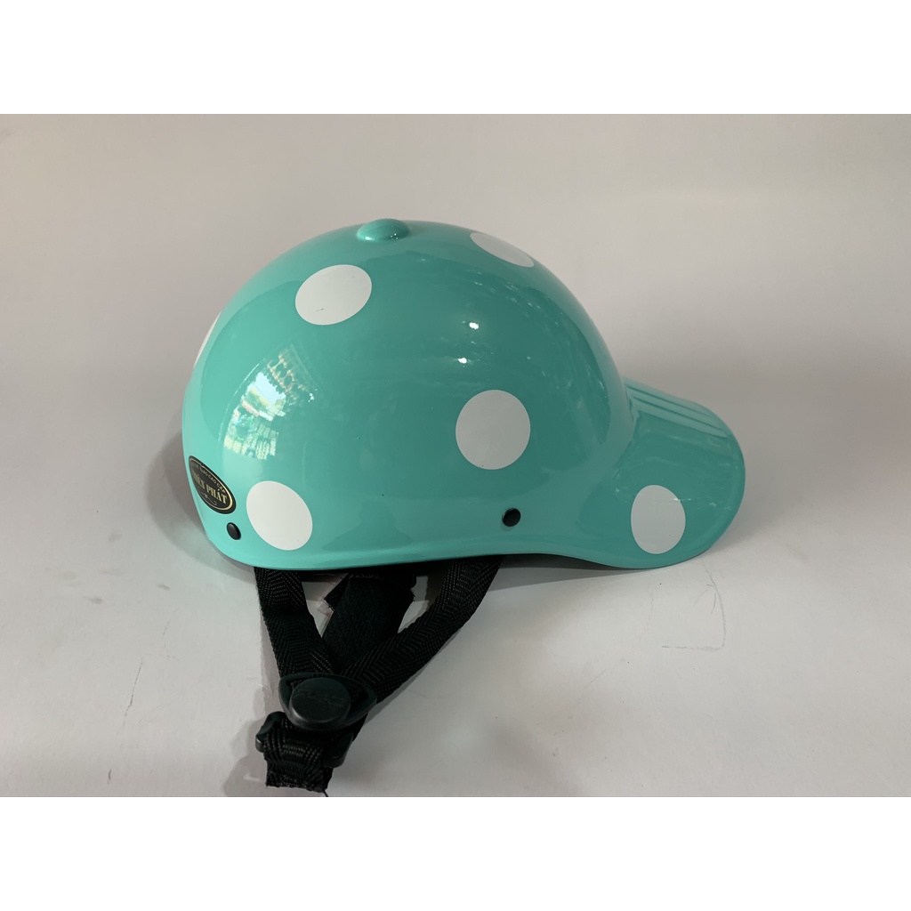 MŨ BẢO HIỂM KIỂU NÓN KẾT CHẤM BI XANH NGỌC-HÀNG CÔNG TY BH 12 THÁNG