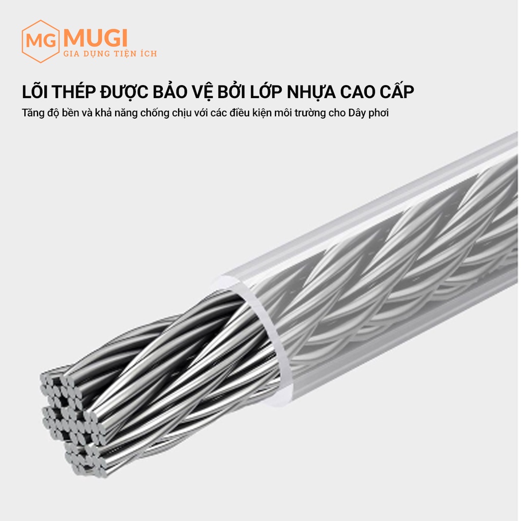 Dây phơi quần áo, dây phơi đồ thông minh gắn tường tiện lợi - MUGI