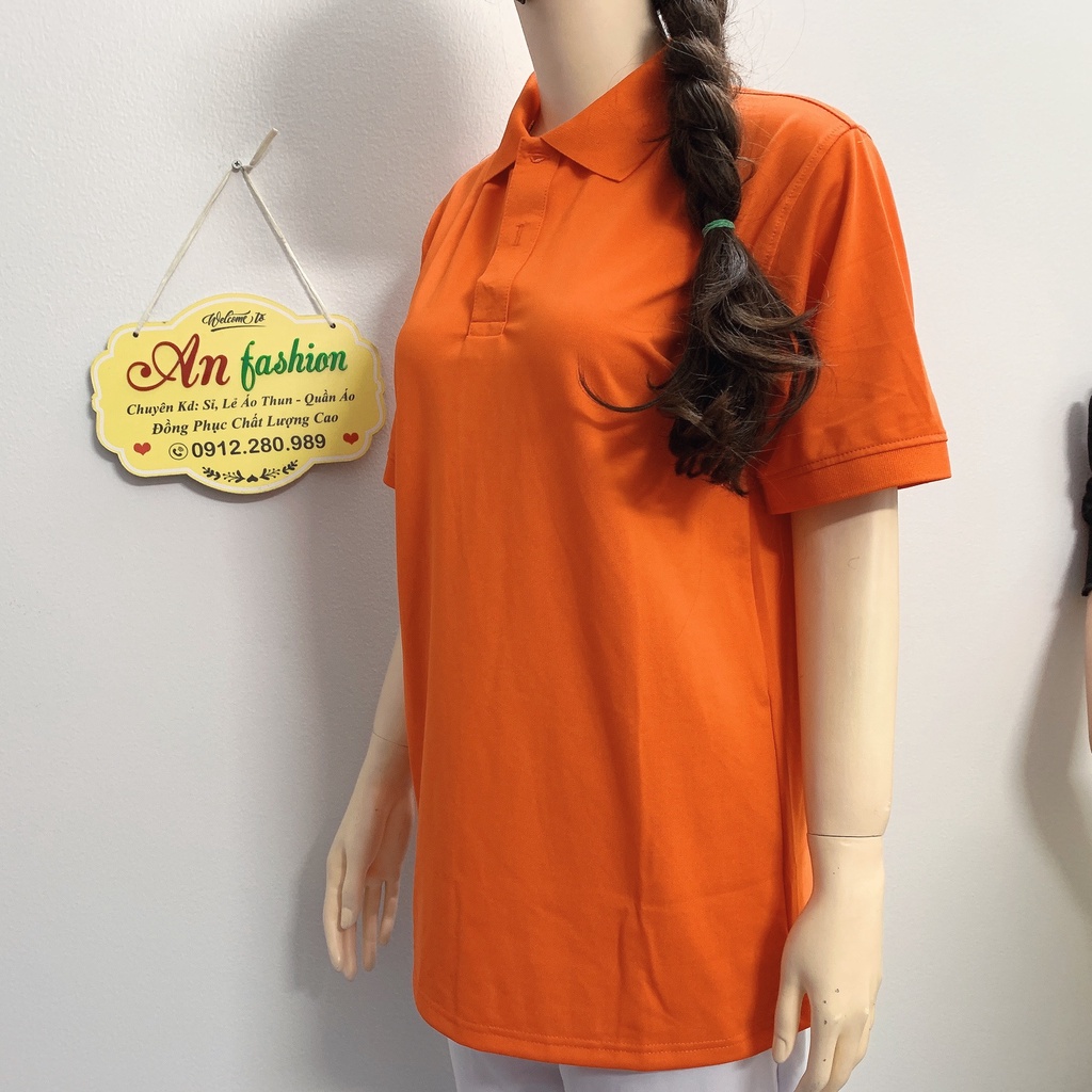 Áo polo màu cam vải poly Thái cao cấp cho nam nữ _ Hình chụp thật