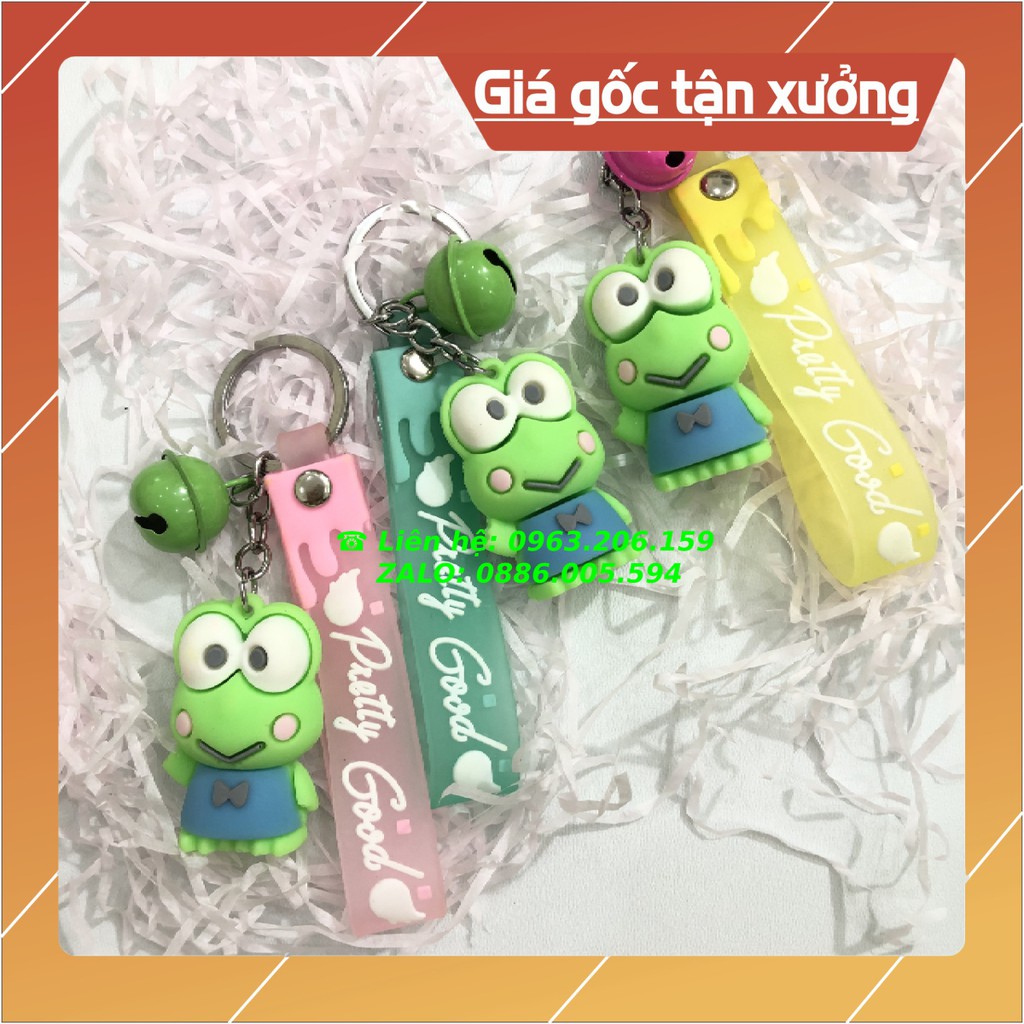 [SIÊU CUTE] Móc Chìa Khóa Ếch Xanh Kèm Chuông Lắc Thời Thượng