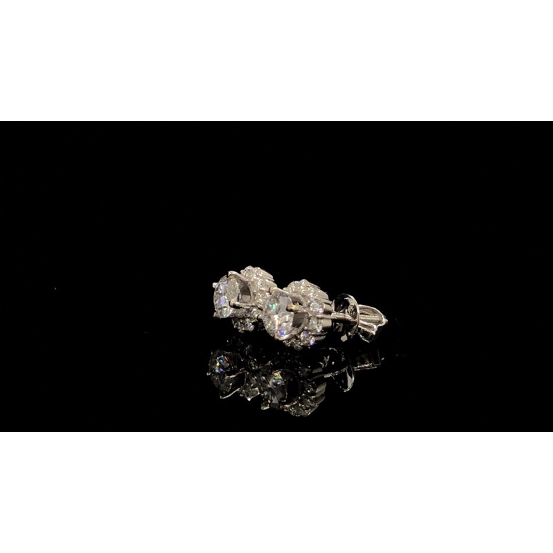 Bông tai kim cương Moissanite  chất liệu bạc 950 xi bạch kim