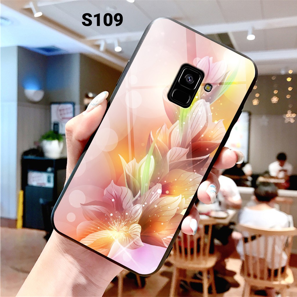 [SIÊU HOT] Ốp lưng kính cường lực Samsung A6/ A6 Plus/ A8/ A8 Plus in hình họa tiết hoa sang trọng