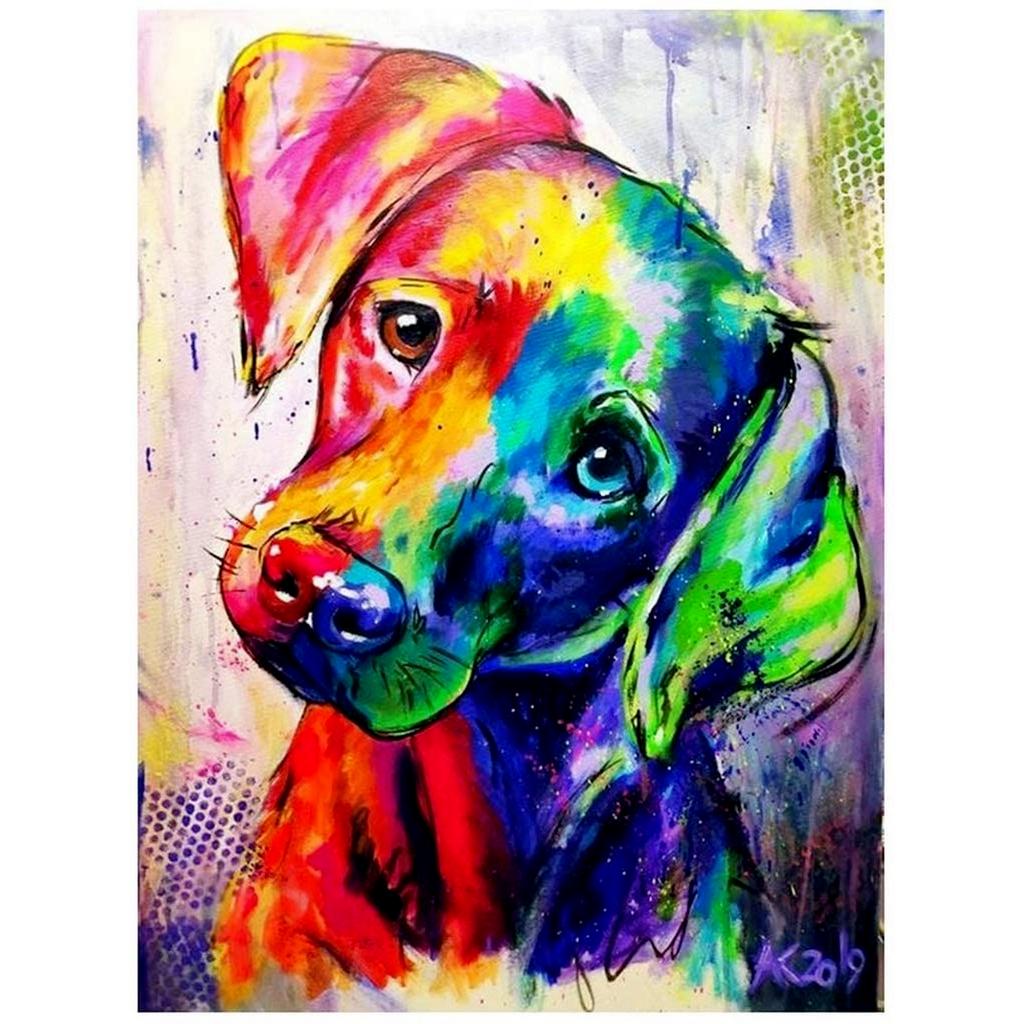 Bộ Dụng Cụ Làm Tranh Đính Đá 5D Họa Tiết Chú Chó Con Độc Đáo Kích Thước 30X40 DIY Dùng Trang Trí