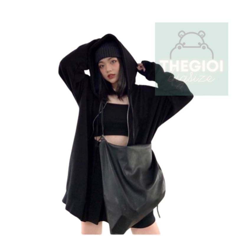 Áo hoodie khóa zip unisex black - hoodie dây kéo form rộng màu đen M L XL 2XL 40kg - 100kg