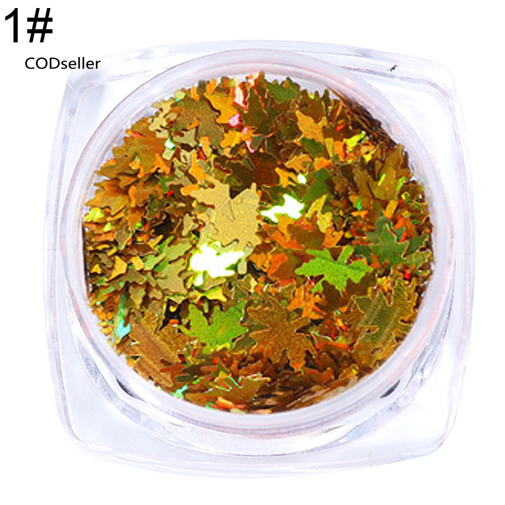 Kim tuyến họa tiết lá phong màu gradient lấp lánh độc đáo trang trí móng tay