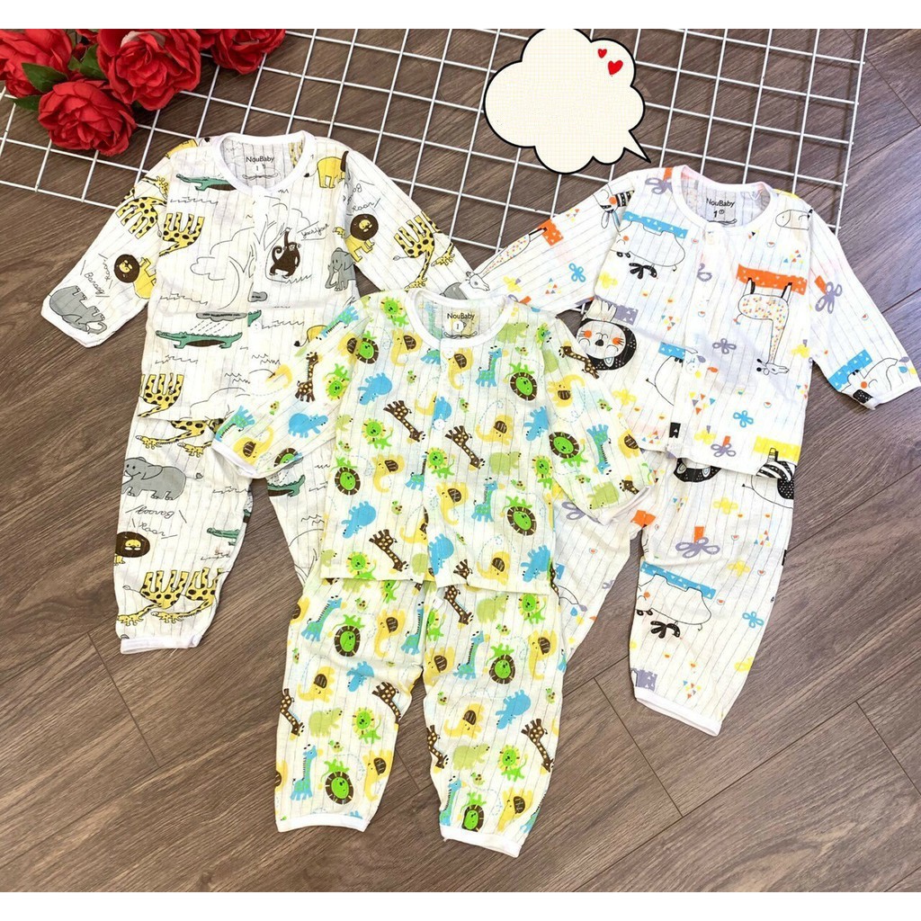 Bộ cotton giấy dài tay chống muỗi cho bé trai và bé gái (HN 127)