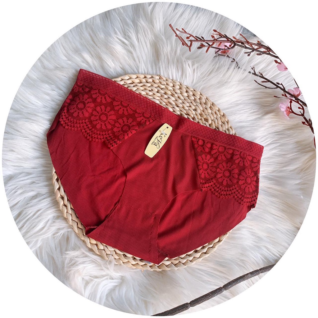 combo 05cquần lót nữ su tăm không viền phối ren thoáng mát kháng khuẩn