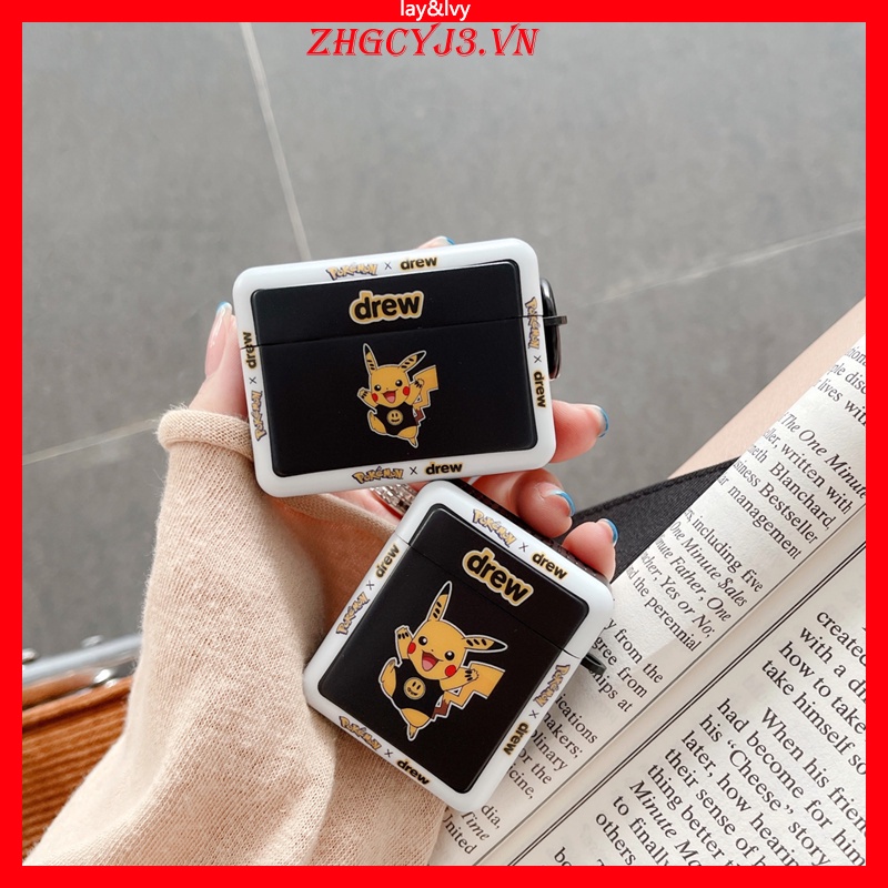 Vỏ Bảo Vệ Hộp Sạc Tai Nghe AirPods 1 2 Pro Bằng Silicon Họa Tiết Hoạt Hình Pikachu Dễ Thương