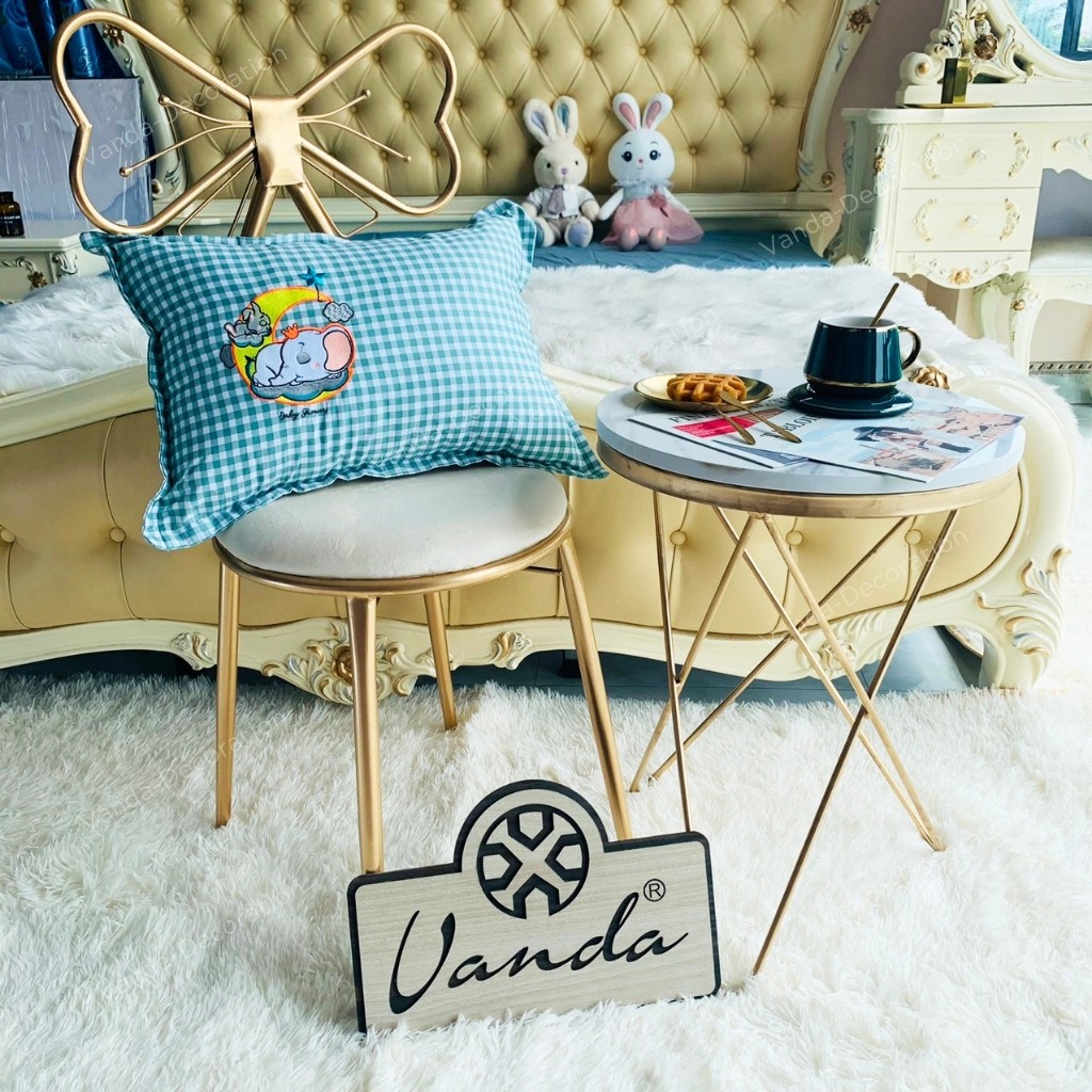 Ruột gối đầu bông gòn kháng khuẩn cao cấp kèm vỏ cotton thêu hình ngộ nghĩnh cho bé