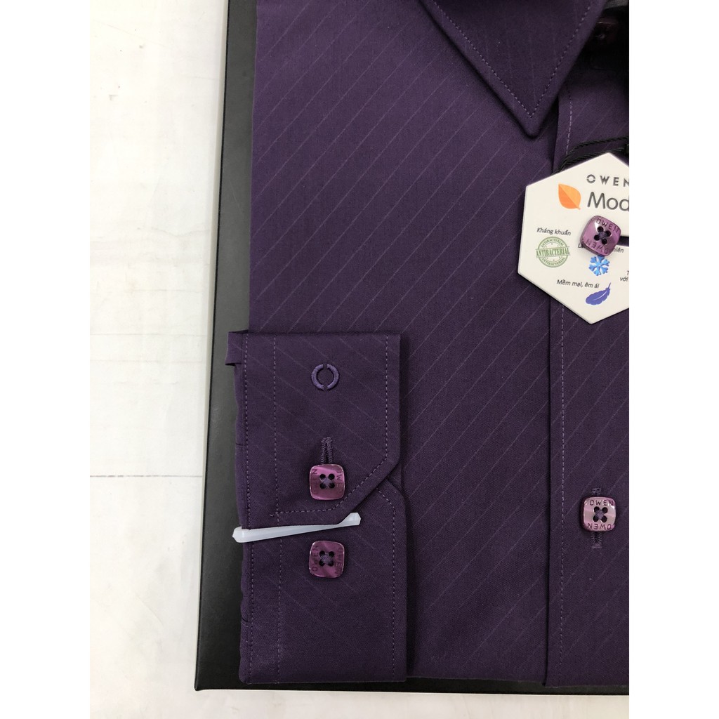 ÁO SƠ MI NAM DÀI TAY TÍM KẺ HỌA TIẾT As80418 CHẤT SỢI TRE CHỐNG NHĂN MỊN MÁT