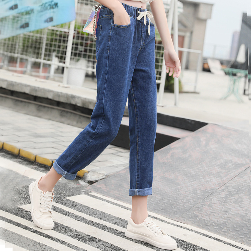 Women's denim pants, elastic waist, loose denim pants | BigBuy360 - bigbuy360.vn