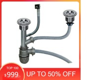 [XẢ 2 HỘC] Bộ xả chậu, bồn rửa chén 2 hộc, Bộ thoát nước bồn rửa chén bát ngăn mùi d110 - chất liệu inox 304