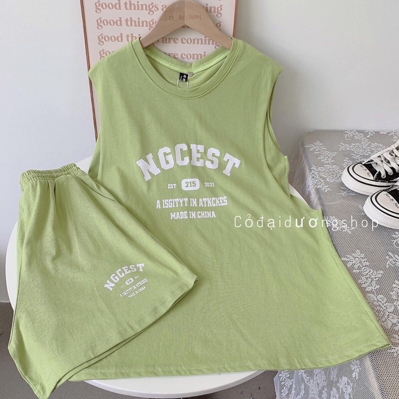 set tank top chữ kèm bra may liền | BigBuy360 - bigbuy360.vn