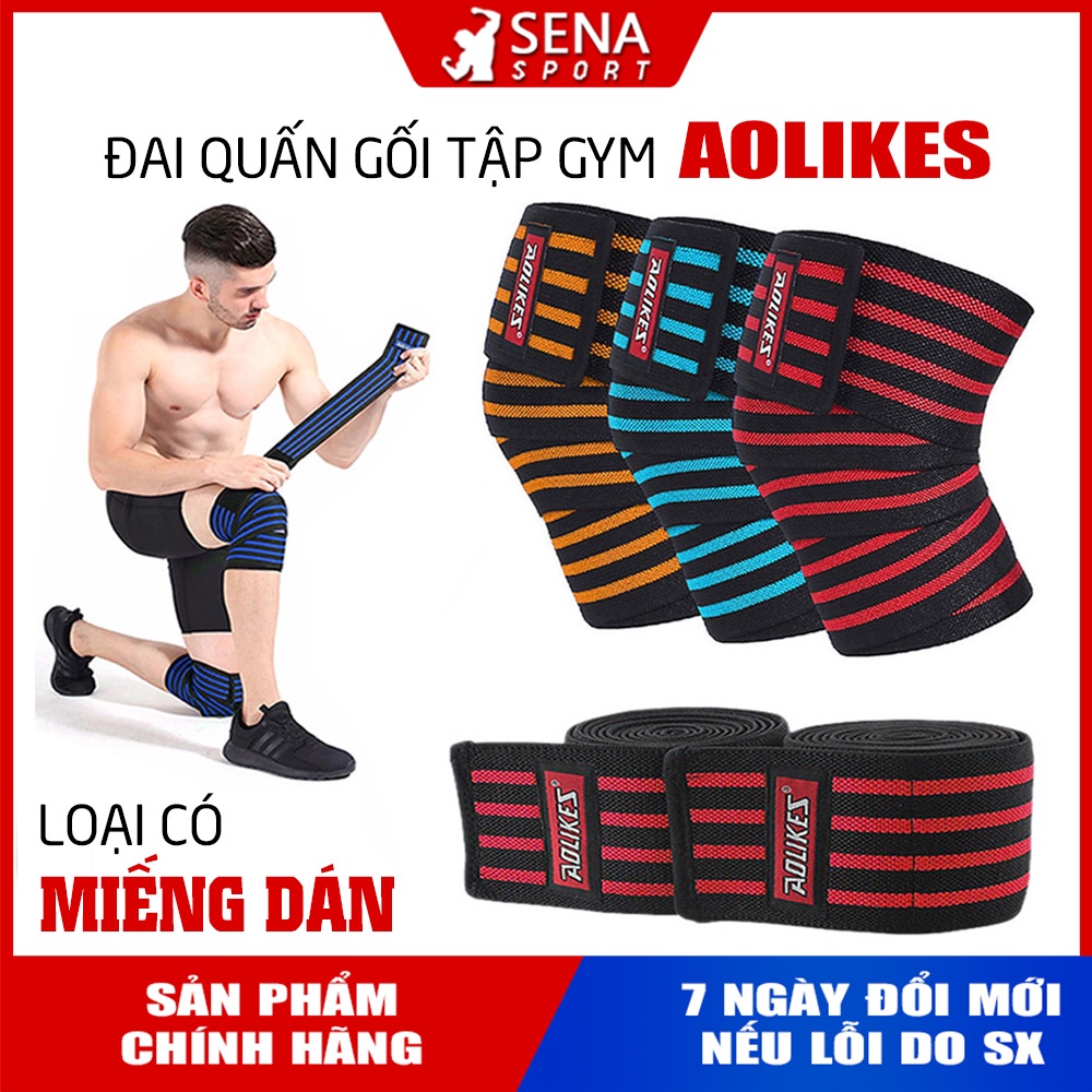 Băng quấn gối tập Gym Aolikes hỗ trợ bảo vệ đầu gối, đàn hồi cực tốt