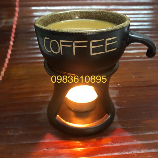 Ly uống cà phê kèm chân đốt sứ Bát Tràng -