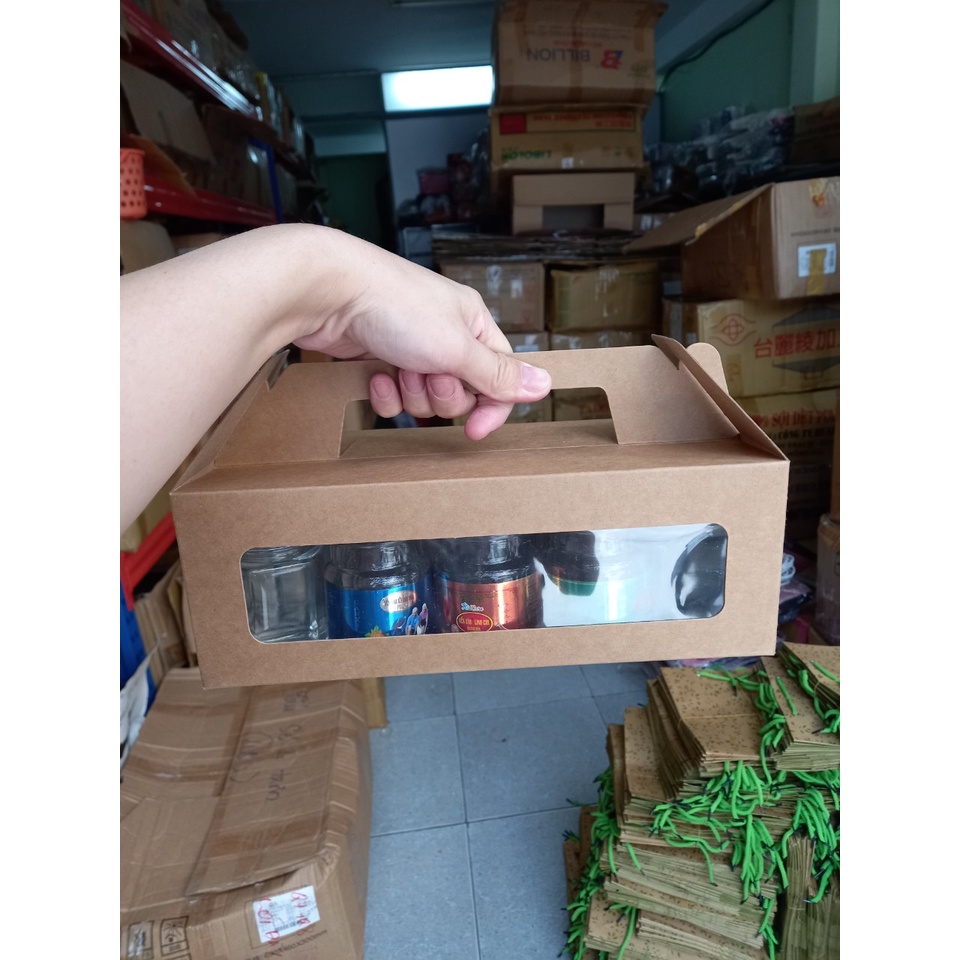 10 cái - Hộp giấy kraft đựng 10 hũ yến chưng 70,80,90ml,đựng quà tặng thực phẩm - Mã D1