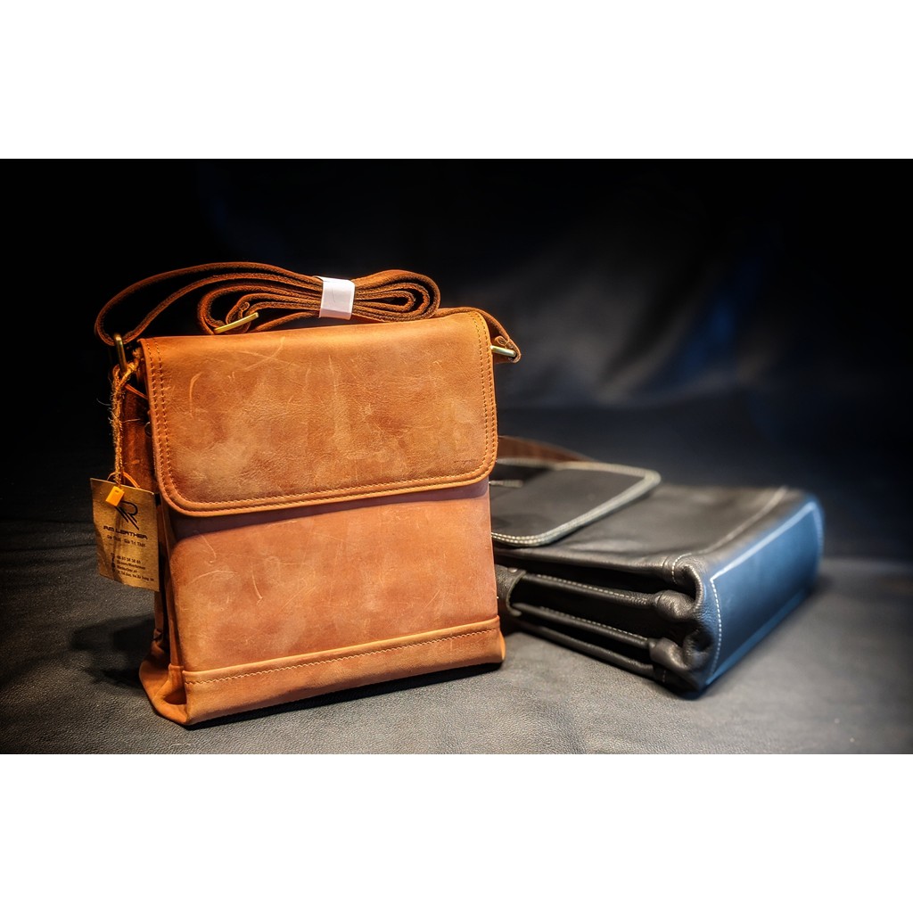 Túi Đeo Chéo Da Bò Mill Đen, Nâu Cao Cấp - DA THẬT 100% & BẢO HÀNH 2 NĂM