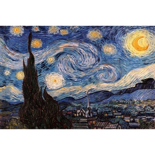 Mẫu tranh canvas đêm đầy sao the starry night vincent van gogh vangogh01