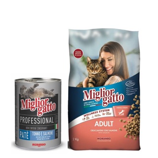 Hạt thức ăn cho mèo 2kg Miglior gatto cho mèo vị cá hồi
