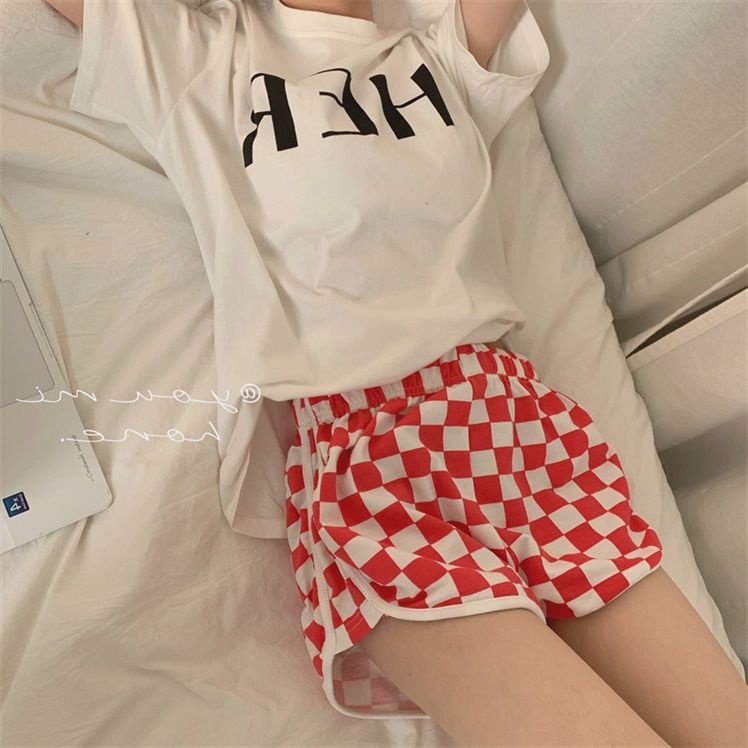 Quần Short Thể Thao Lưng Thun Cao Sọc Ca Rô Plus Size Cho Nữ