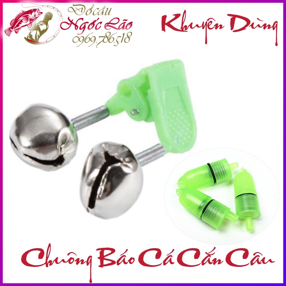 BỘ 2 CÁI - CHUÔNG BÁO CÁ gắn đầu cần câu - Có đèn báo - Khi cá ăn căn câu thì chuông tự kêu báo hiệu